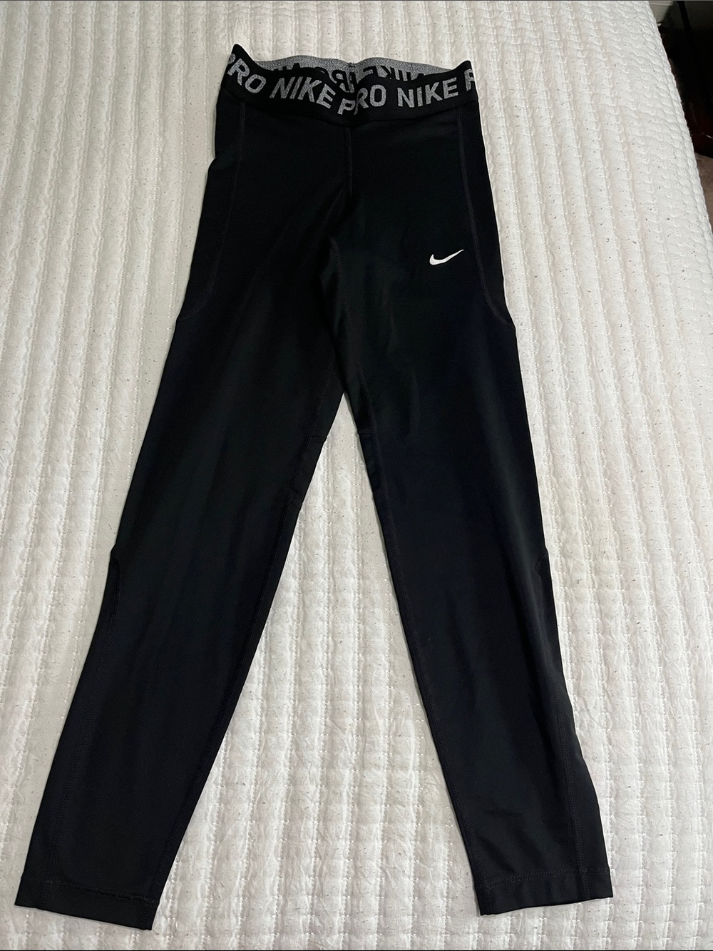Nike Black Kids' Pro Compression Leggings with White Swoosh
